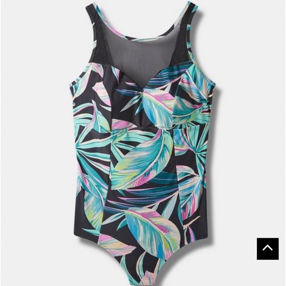 NWT! TORRID one piece tropical mesh panel bathing suit, 3X. - Picture 4 of 12